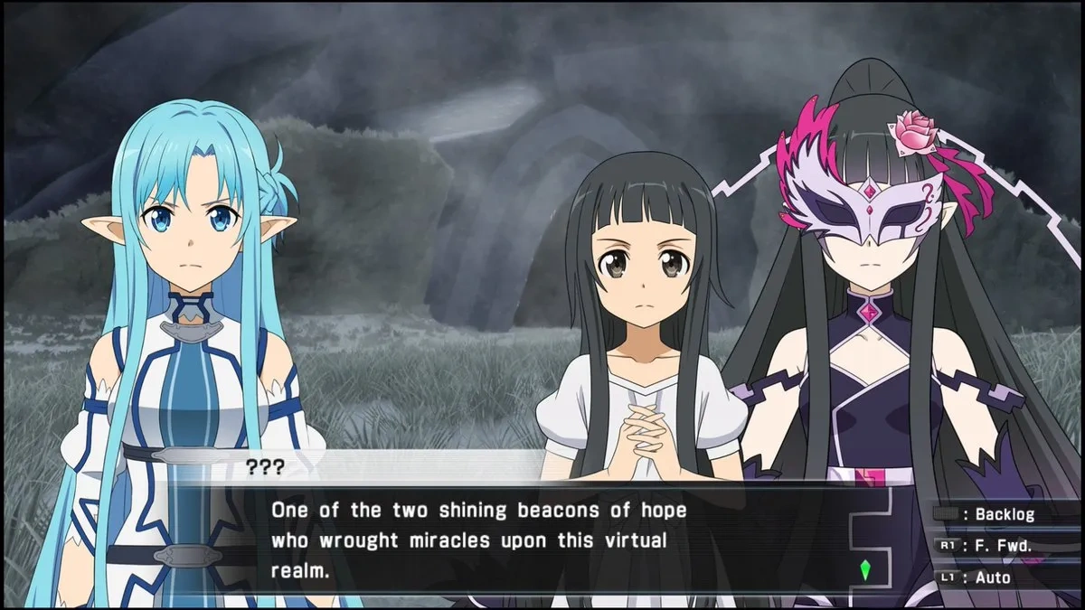 Captura Accel World Vs Sword Art Online Deluxe Edition – Asuna Yui Y Black Lotus Conversan Frente A Un Paisaje Gris