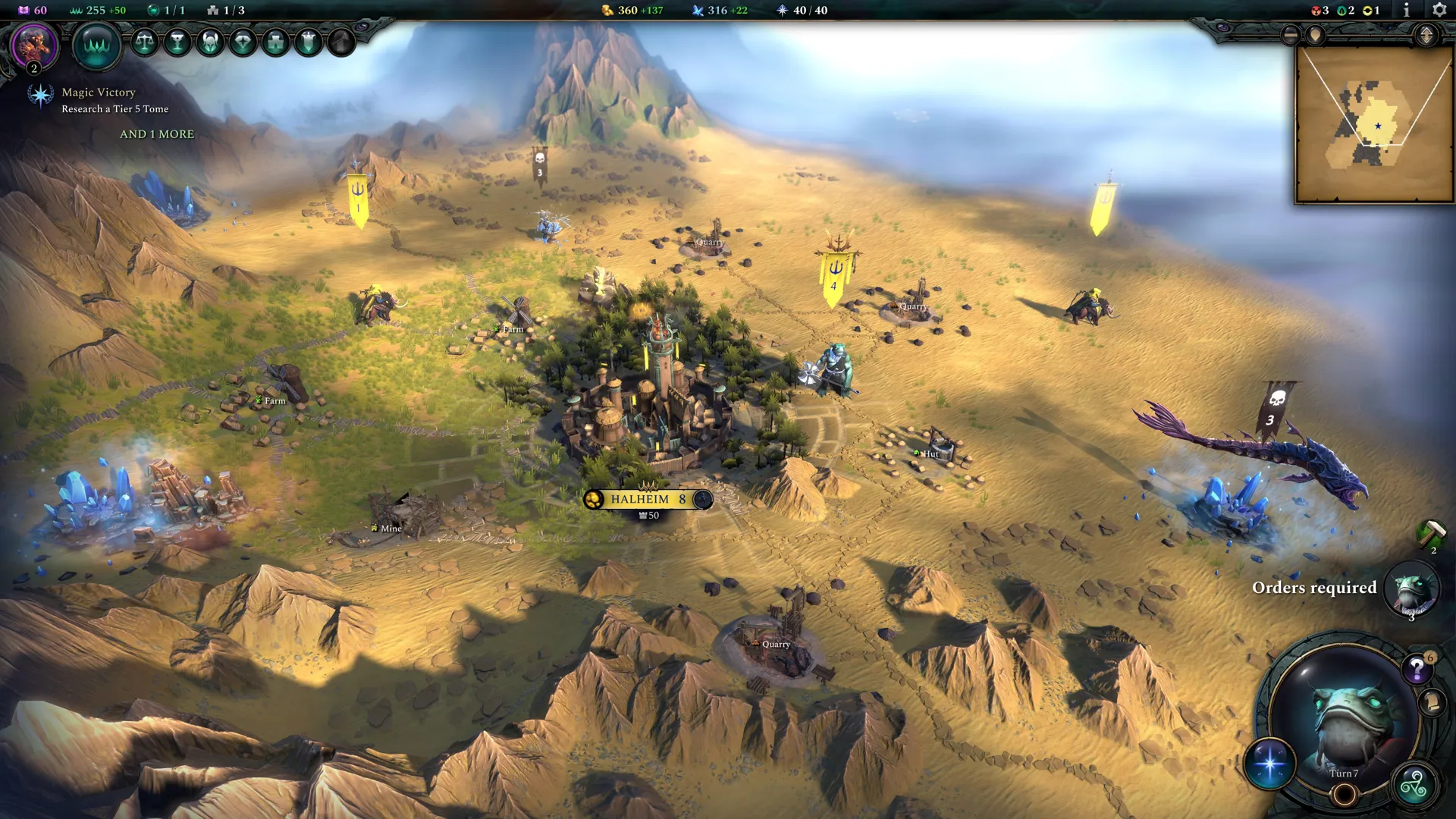 Captura Age Of Wonders 4 – Ciudad De Halheim En Medio Del Desierto Con Recursos Alrededor