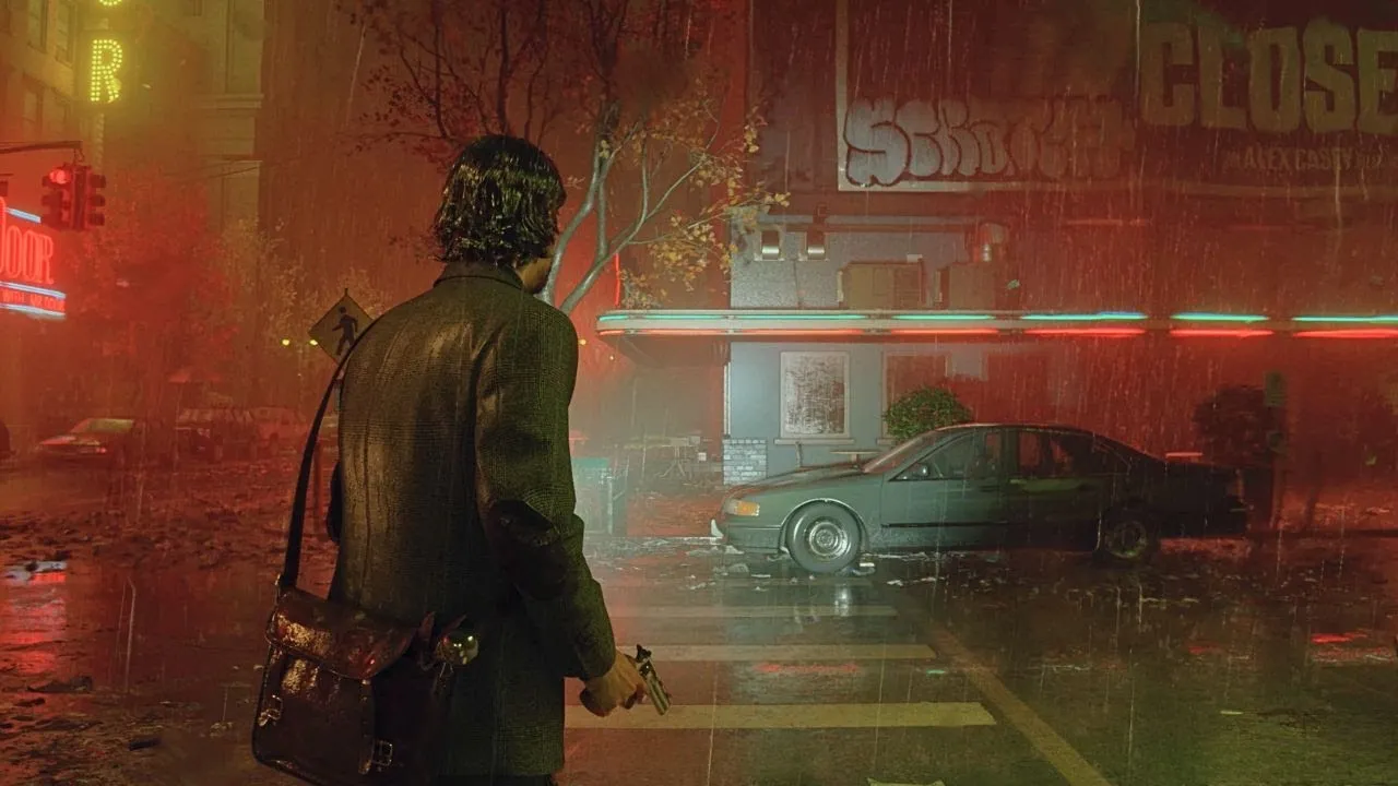 Captura Alan Wake 2 – Escena Bajo La Lluvia