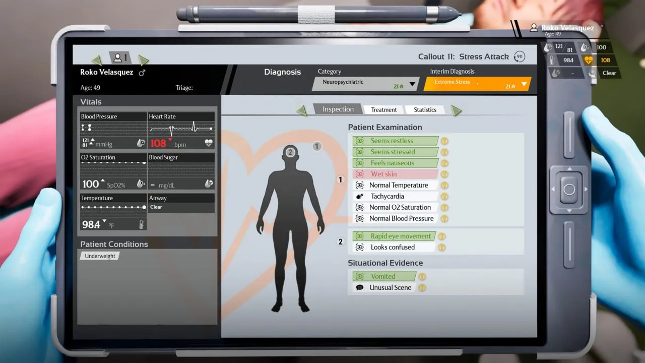 Captura Ambulance Life – Interfaz Medica Digital Mostrando Estado Corporal Del Paciente