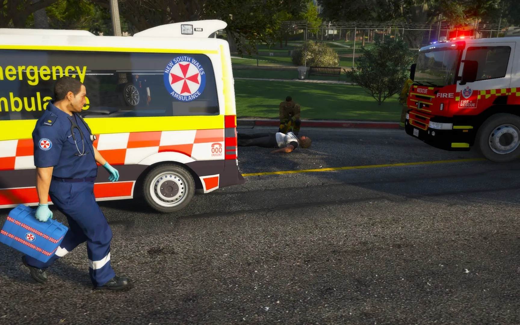 Captura Ambulance Life – Paramedico Descendiendo De Ambulancia En Plena Emergencia Vial
