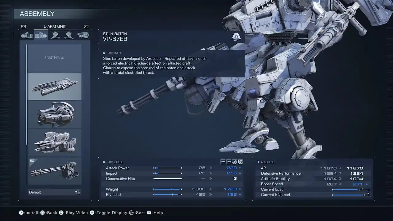 Captura Armored Core VI Fires Of Rubicon – Descripcion Ensamblaje Y Estadisticas De Armamento
