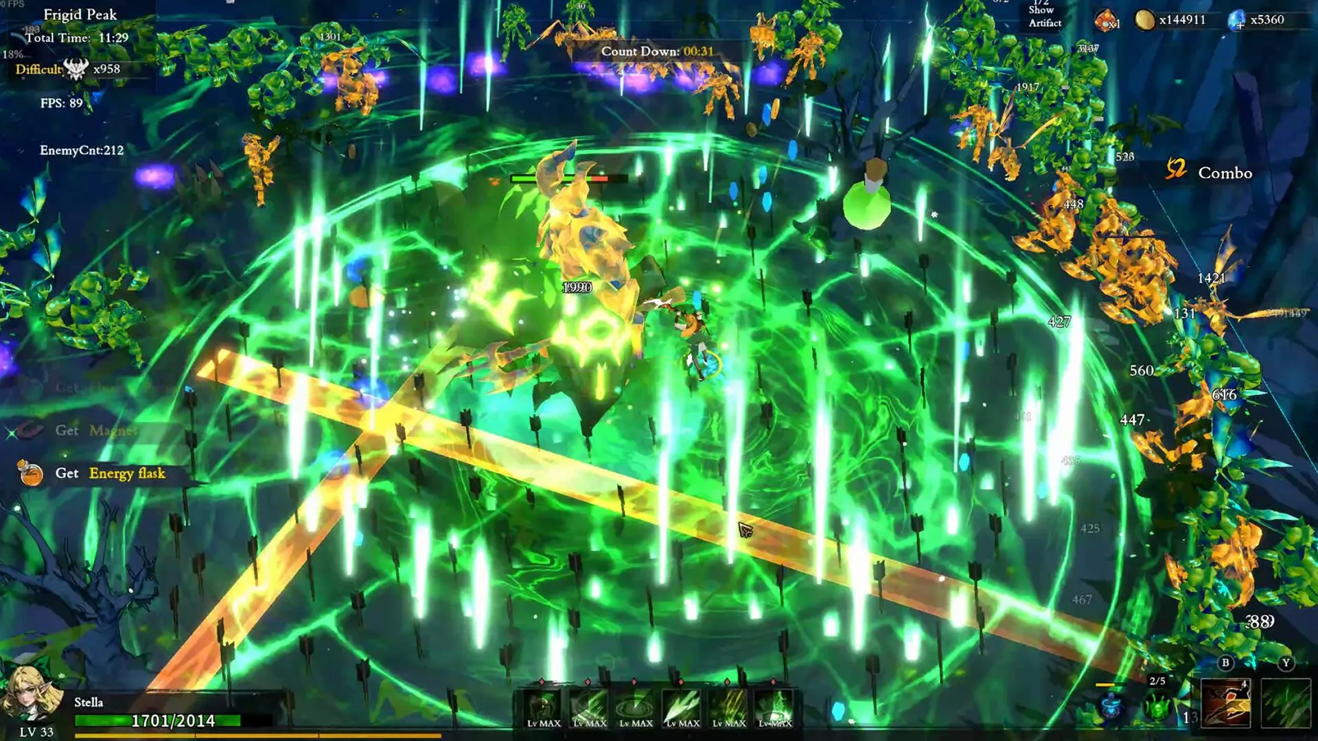 Captura Artifact Seeker – Habilidad Circular Activada Con Rayos Verdes Sobre Un Entorno Colorido