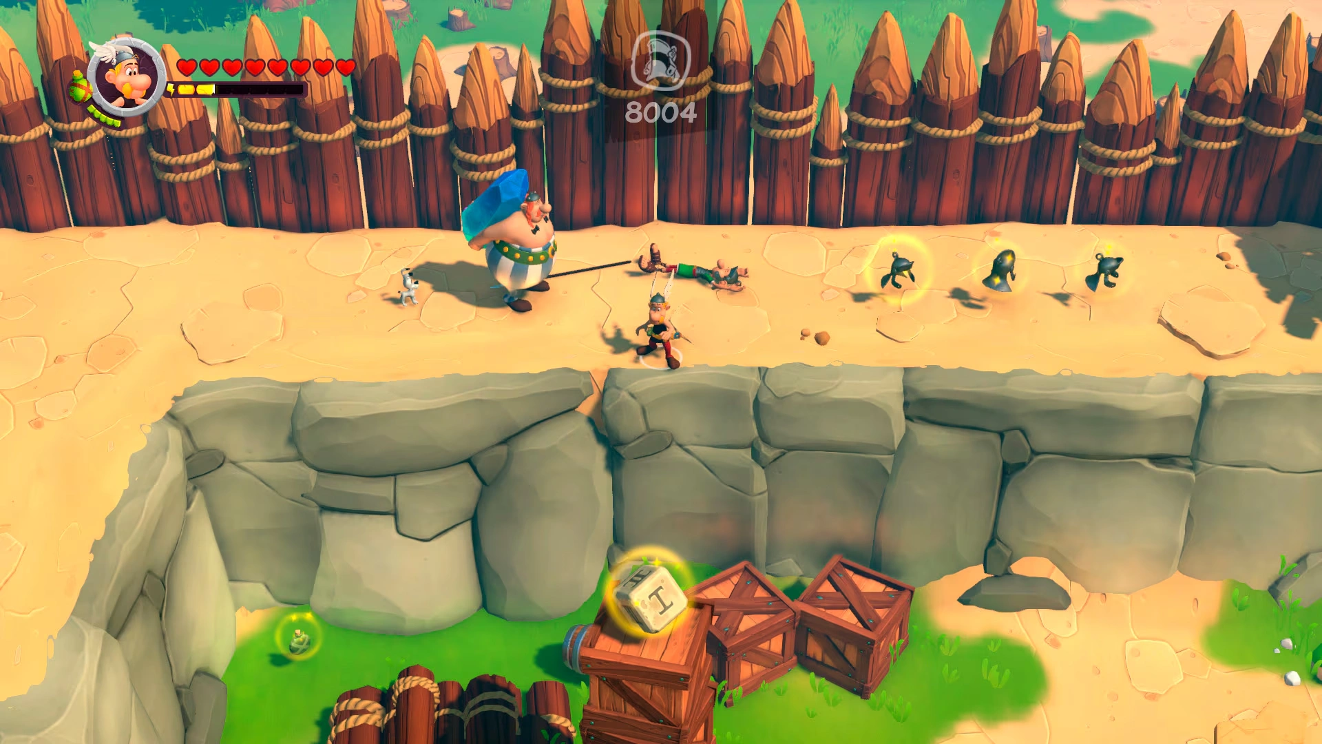 Captura Asterix Obelix XXL Romastered – Combate Contra Soldados Romanos En Un Fuerte De Madera Con Cajas Y Bonificaciones