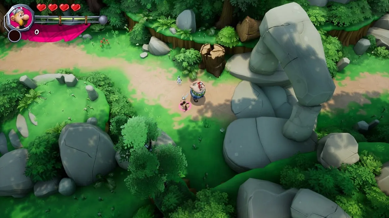 Captura Asterix Obelix XXXL The Ram From Hibernia – Zona Boscosa Con Los Protagonistas Avanzando Por Un Camino Rodeado De Vegetacion