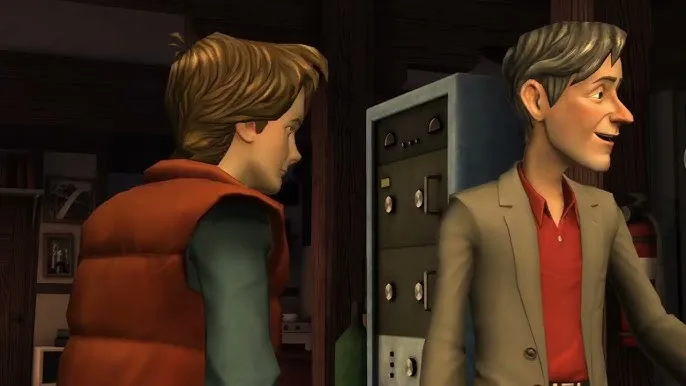 Captura Back To The Future The Game – Marty Conversa Con Un Hombre Canoso Junto A Una Consola Retro De Controles