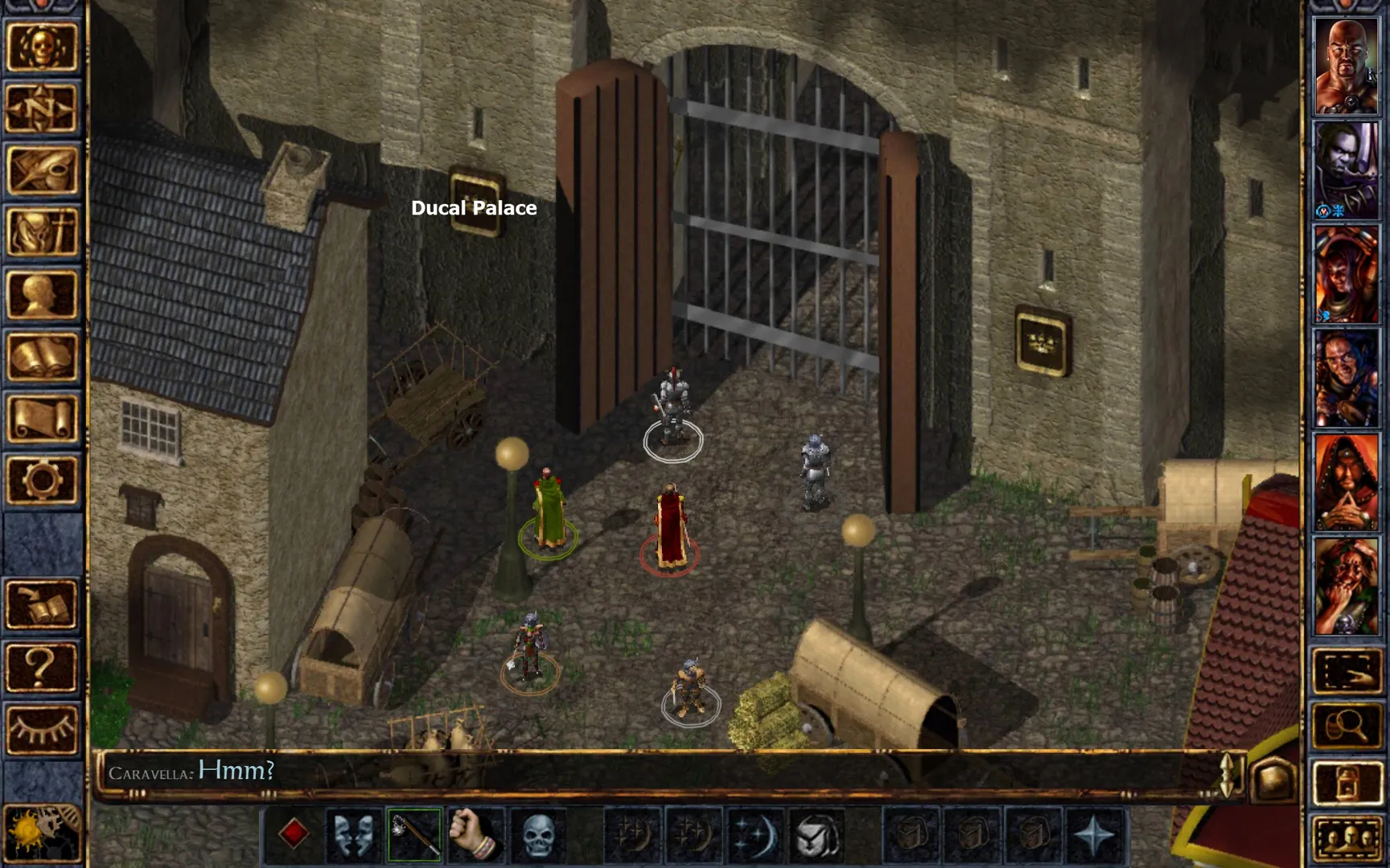 Captura Baldurs Gate Enhanced Edition – Grupo De Personajes Frente Al Palacio Ducal Con Guardias Custodiando La Entrada