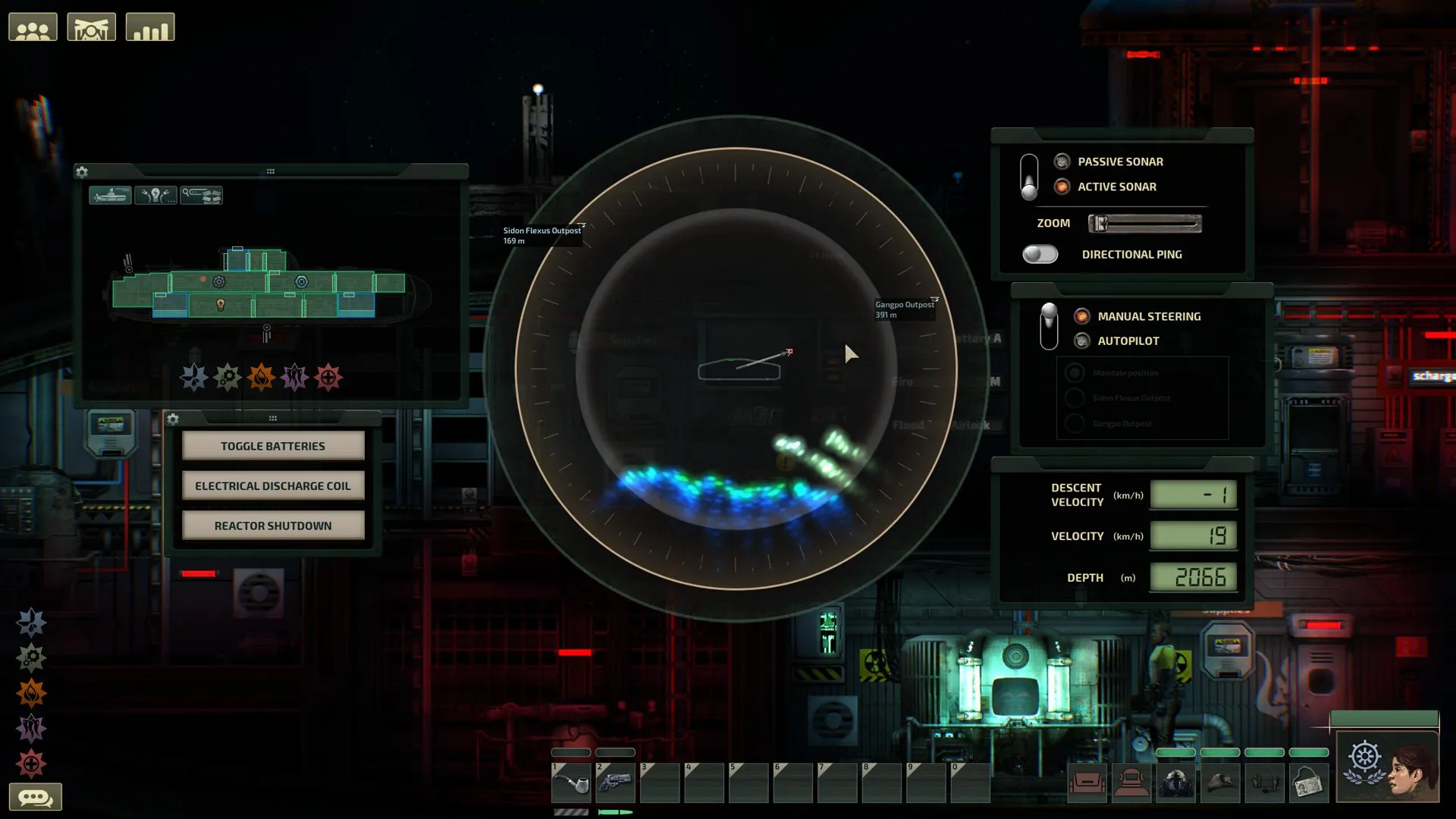 Captura Barotrauma Radar Circular Con Indicadores De Proximidad En Fondo Oscuro