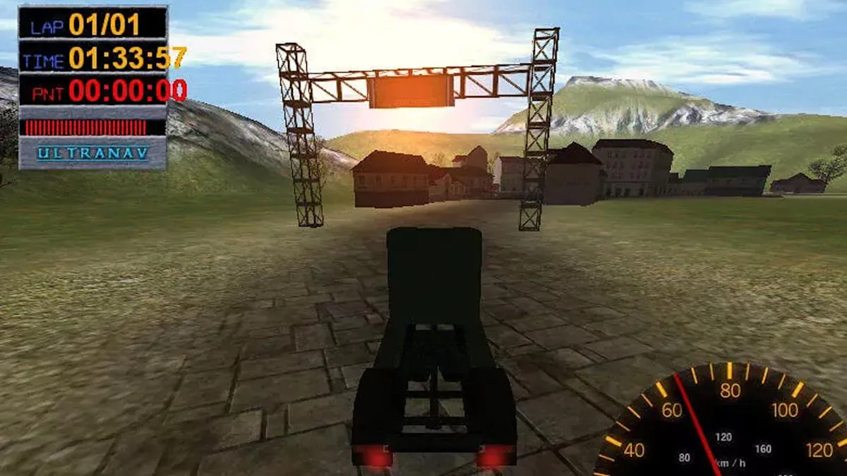 Captura Big Rigs Over The Road Racing – Camion Cruzando La Linea De Meta Al Atardecer