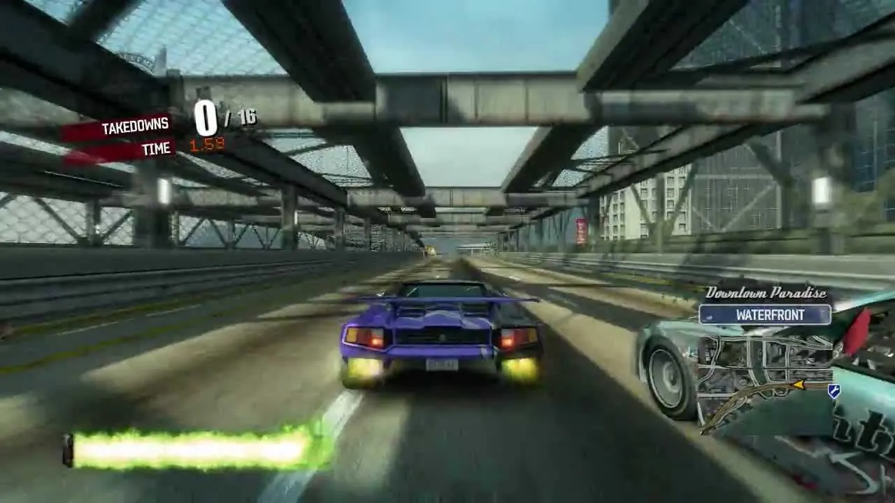 Captura Burnout Paradise The Ultimate Box – Perspectiva Trasera Del Coche Con Efectos De Nitro En Marcha