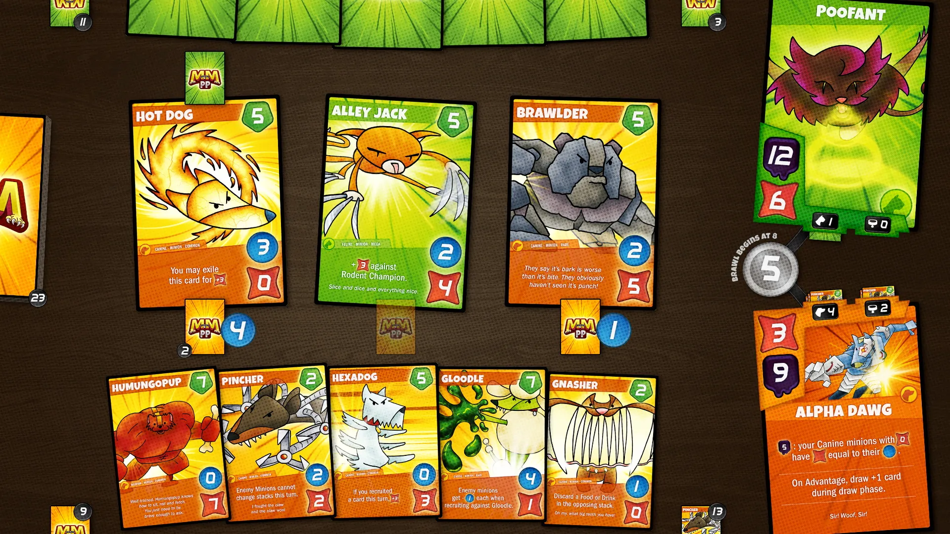 Captura Cardpocalypse – Varias Cartas Coloridas En Una Partida Con Criaturas Y Efectos Distintos