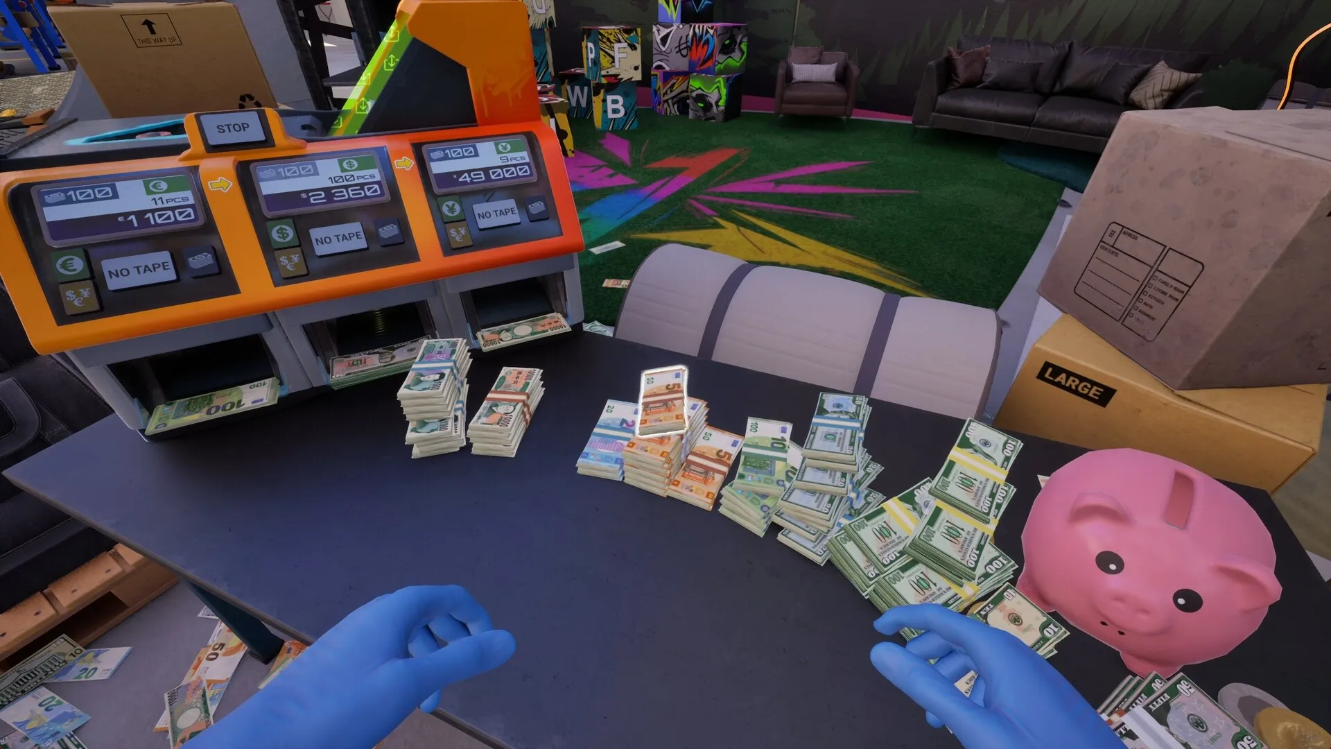 Captura Cash Cleaner Simulator – Descripcion Mostrando El Dinero En Diferentes Formatos