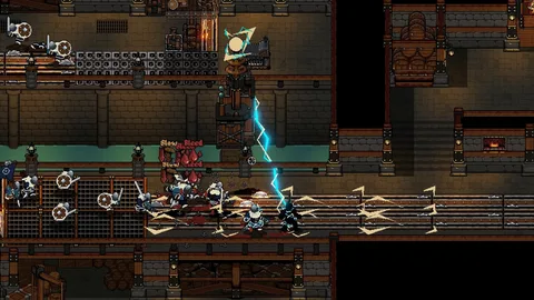 Captura Castle Of Alchemists Disparo De Rayos En Pasillo Estrecho Con Plataformas Y Trampas