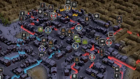 Captura City Of Gangsters – Mapa Detallado De La Ciudad Con Iconos De Actividades Ilegales