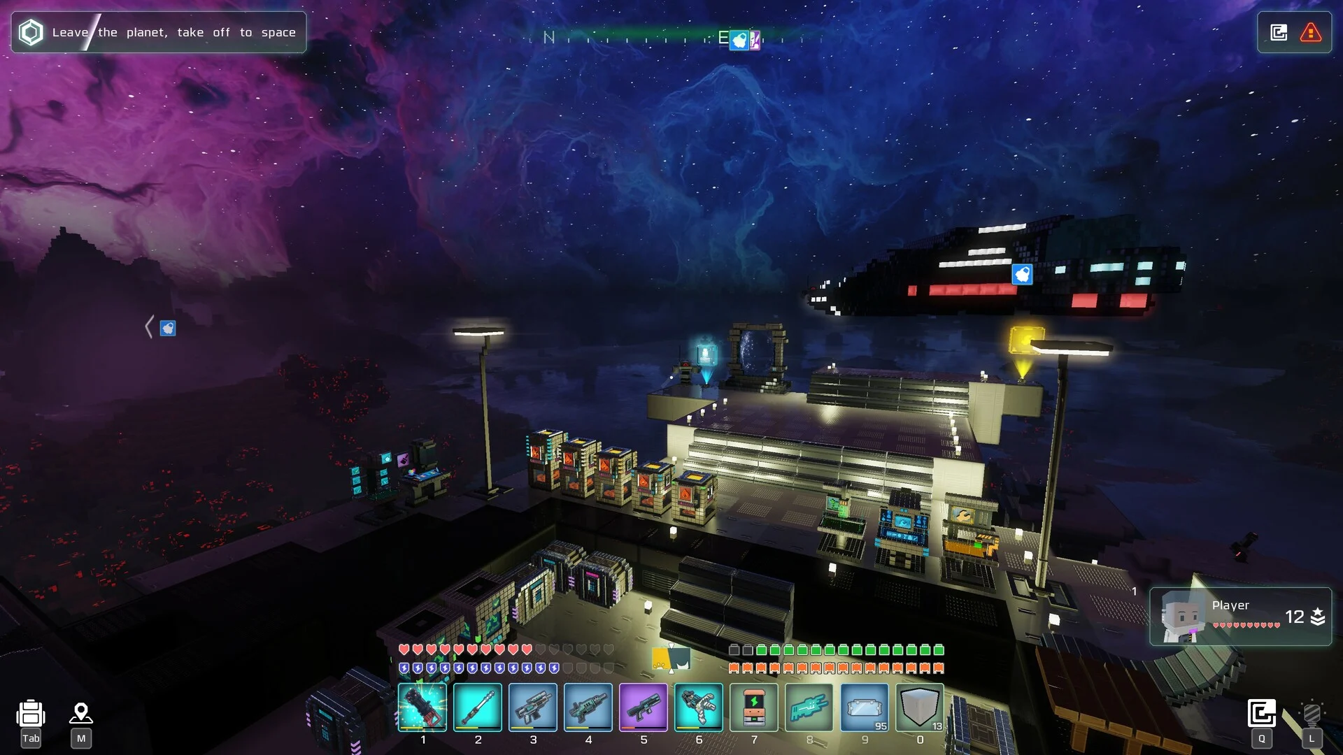 Captura Cubic Odyssey Nave Espacial Sobre Una Base Iluminada En Un Entorno Cosmico