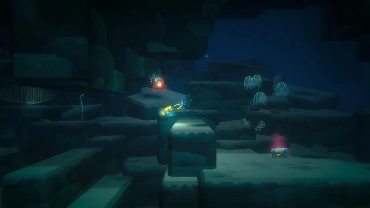 Captura Dave The Diver Zona Submarina Oscura Iluminada Por Una Linterna