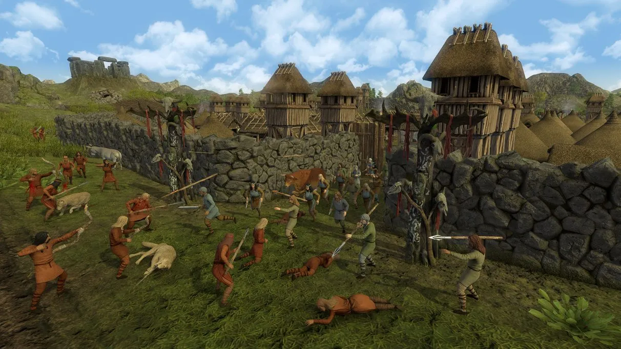 Captura Dawn Of Man – Pueblo Amurallado Defendido De Ataque Animal