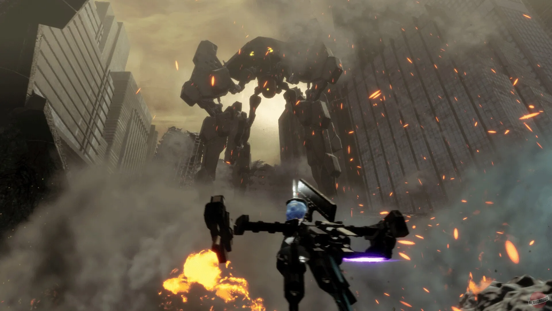 Captura Dolls Nest Batalla Contra Mecha Gigante En Ciudad En Llamas