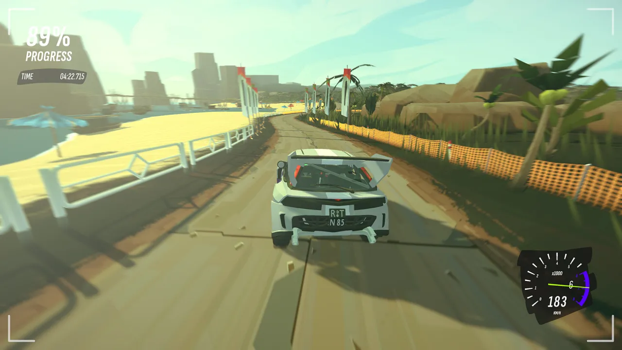 Captura Drive Rally – Dos Autos Compiten En Una Autopista Desertica Iluminada Por El Sol