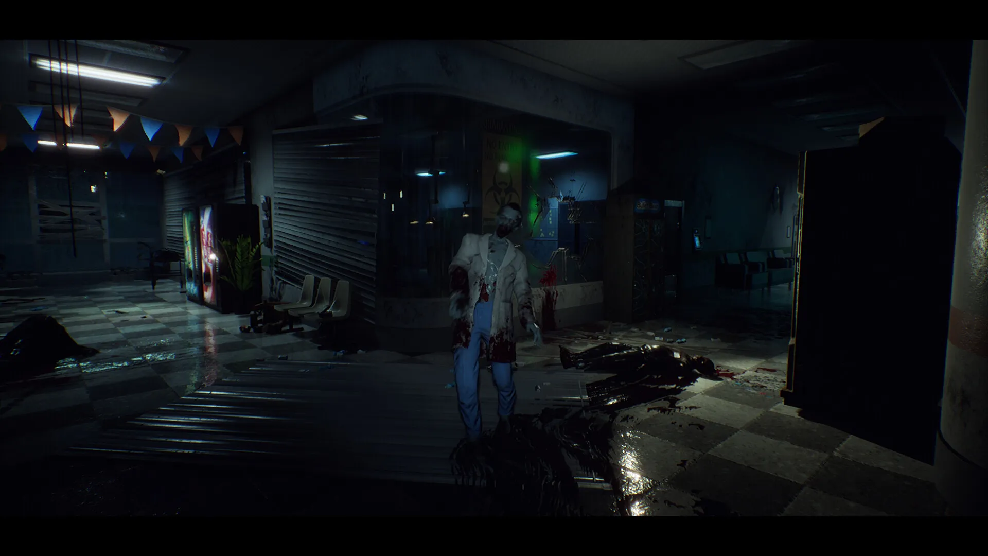 Captura Ebola Village Interior Abandonado Con Decoracion Navidena Y Figura Solitaria Al Fondo