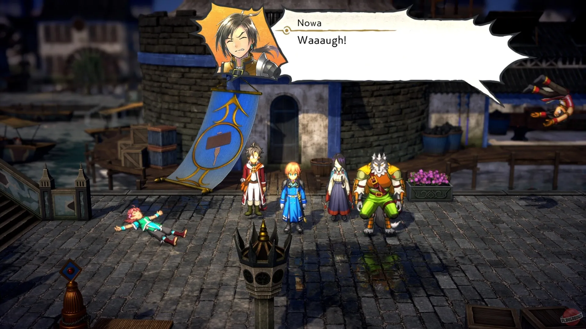 Captura Eiyuden Chronicle Hundred Heroes – Conversacion Entre Personajes Con Estilos Anime