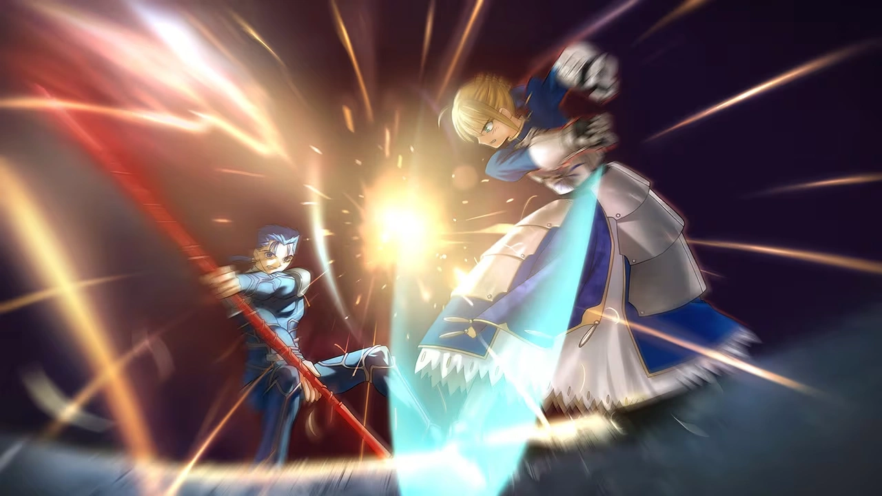 Captura Fatestay Night Combate Entre Saber Y Lancer En Medio De Una Explosion De Energia