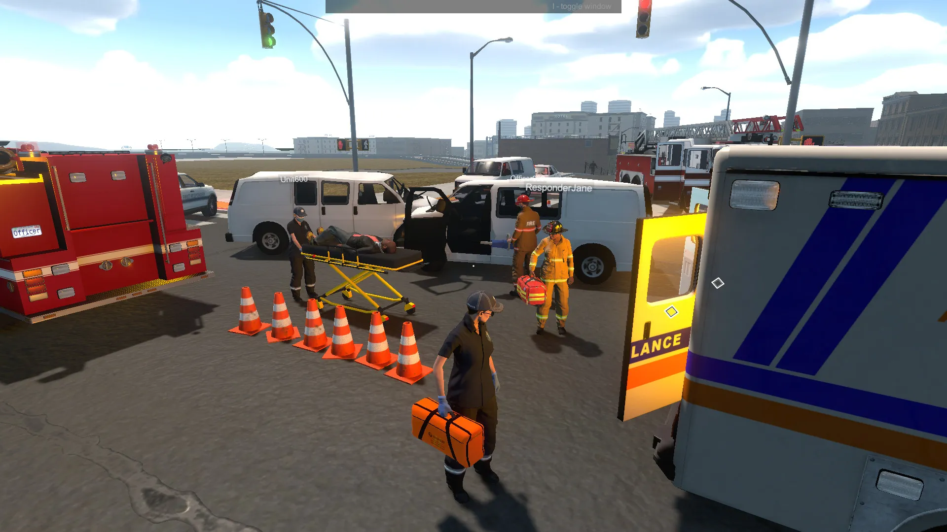 Captura Flashing Lights – Escena De Emergencia Con Ambulancias Conos Y Personal Medico