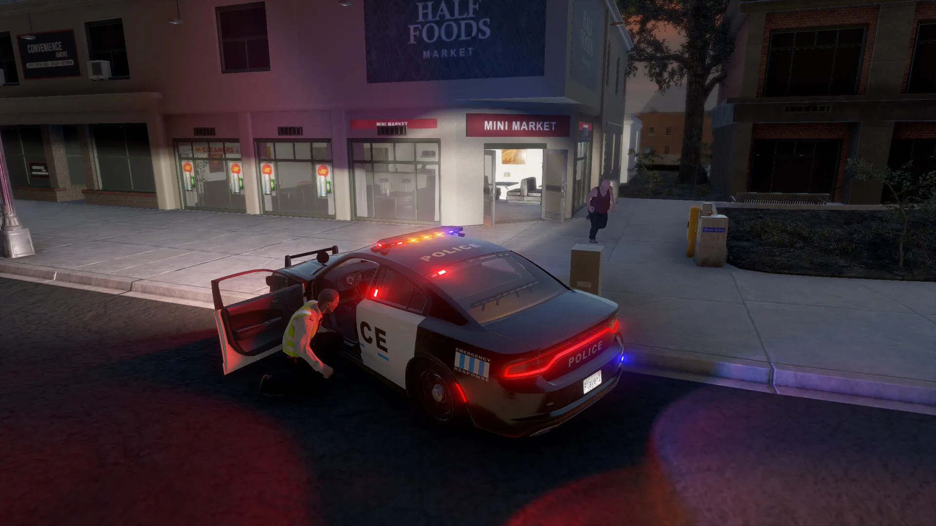 Captura Flashing Lights – Patrulla Con Luces Encendidas Frente A Un Edificio Nocturno