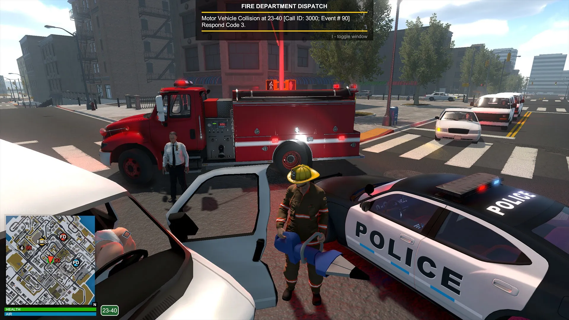 Captura Flashing Lights – Personaje Junto A Patrulla En Medio De Operativo Vial