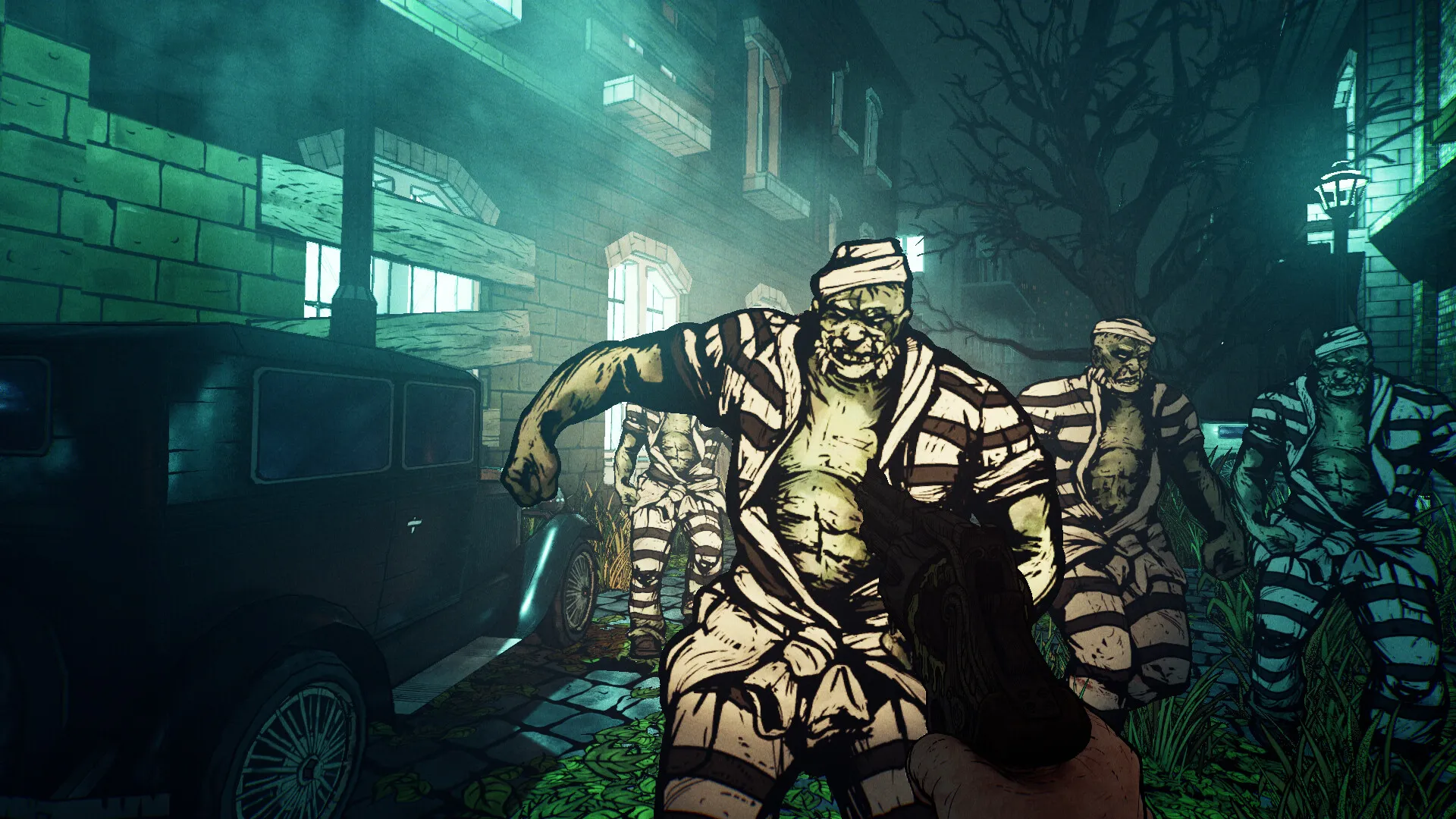 Captura Forgive Me Father 2 – Enfrentamiento Nocturno En Una Calle Oscura Con Enemigos Al Frente
