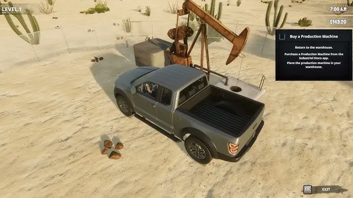 Captura Fuel Harvest Together Pick Up Negra Junto A Una Bomba De Extraccion En Pleno Desierto