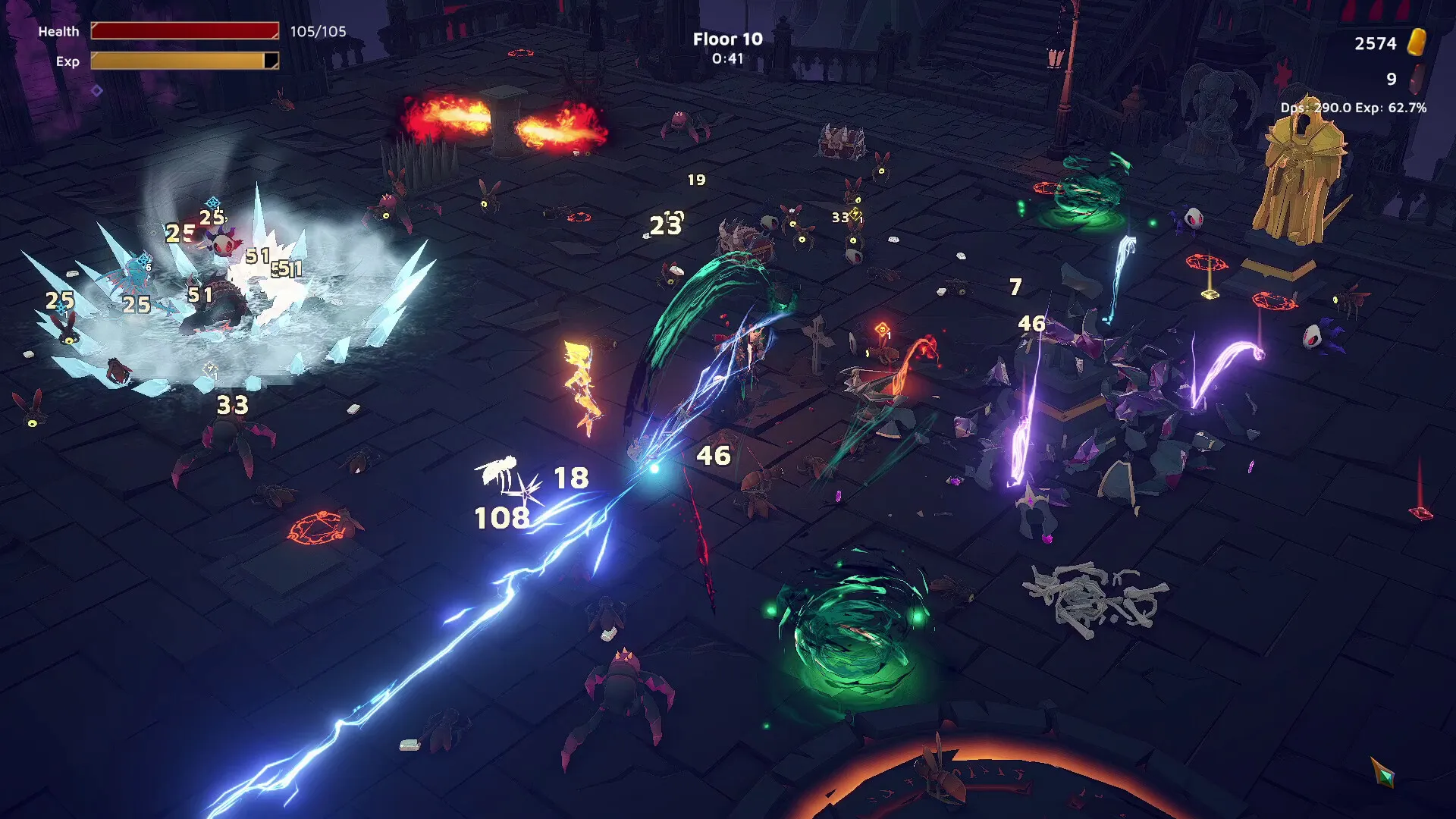Captura God Of Weapons – Combate Con Rayos Y Explosiones En Una Sala Oscura