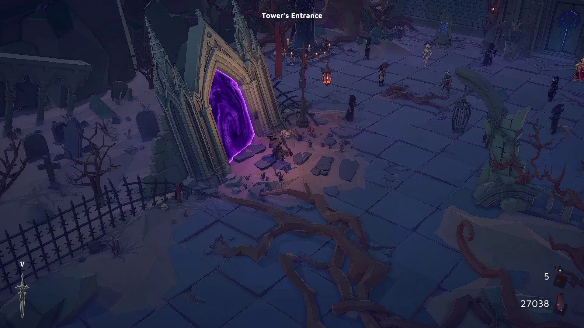 Captura God Of Weapons – Portal Purpura Brillante En Escenario De Piedra