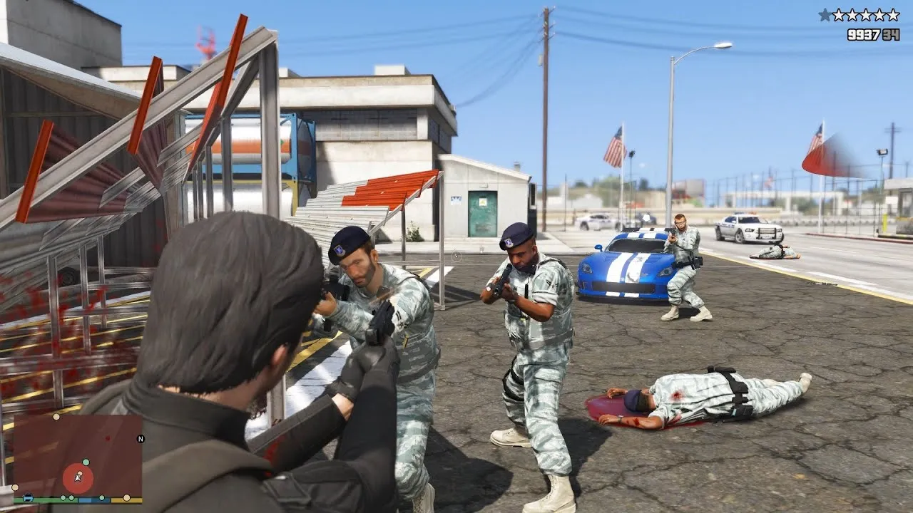 Captura Grand Theft Auto V Enhanced Pelea Con El Ejecito
