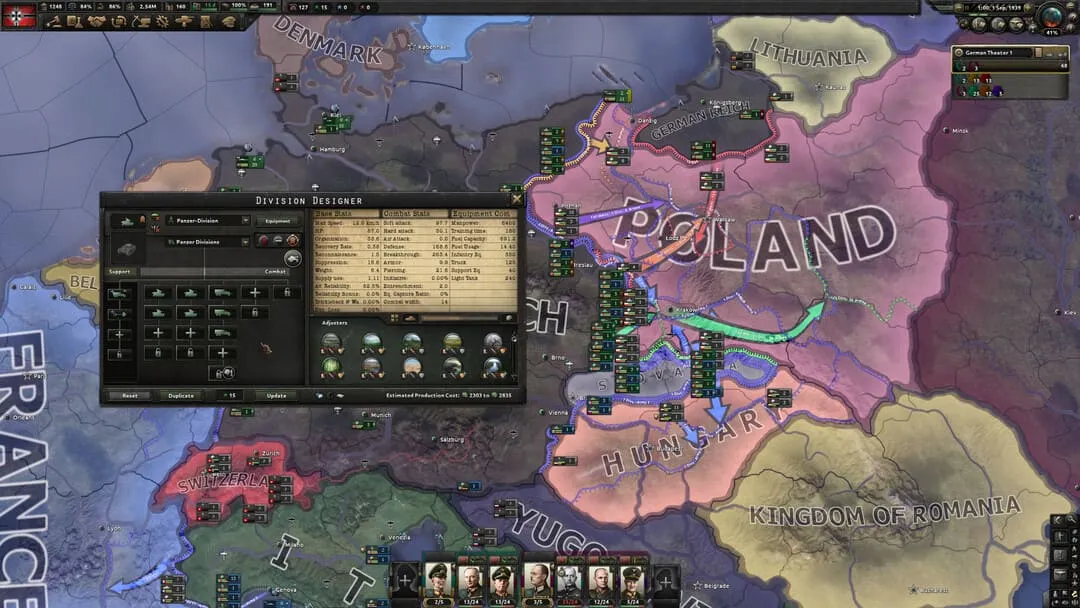 Captura Hearts Of Iron IV Zonas De Polonia Y Alemania Con Tropas Desplegadas Y Menus Visibles