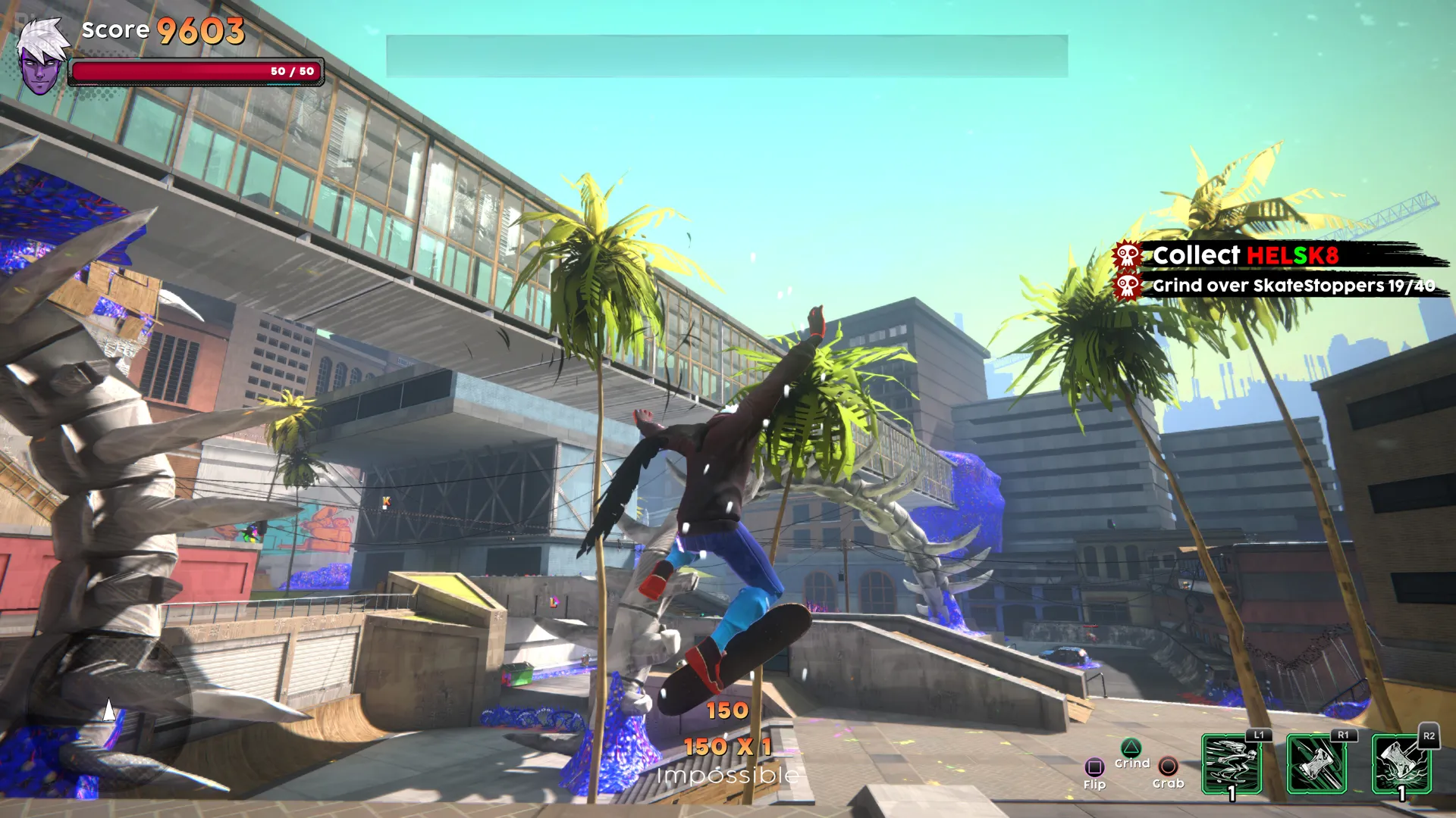 Captura Helskate – Jugador En Patineta Esquiva Proyectiles En Un Entorno Futurista