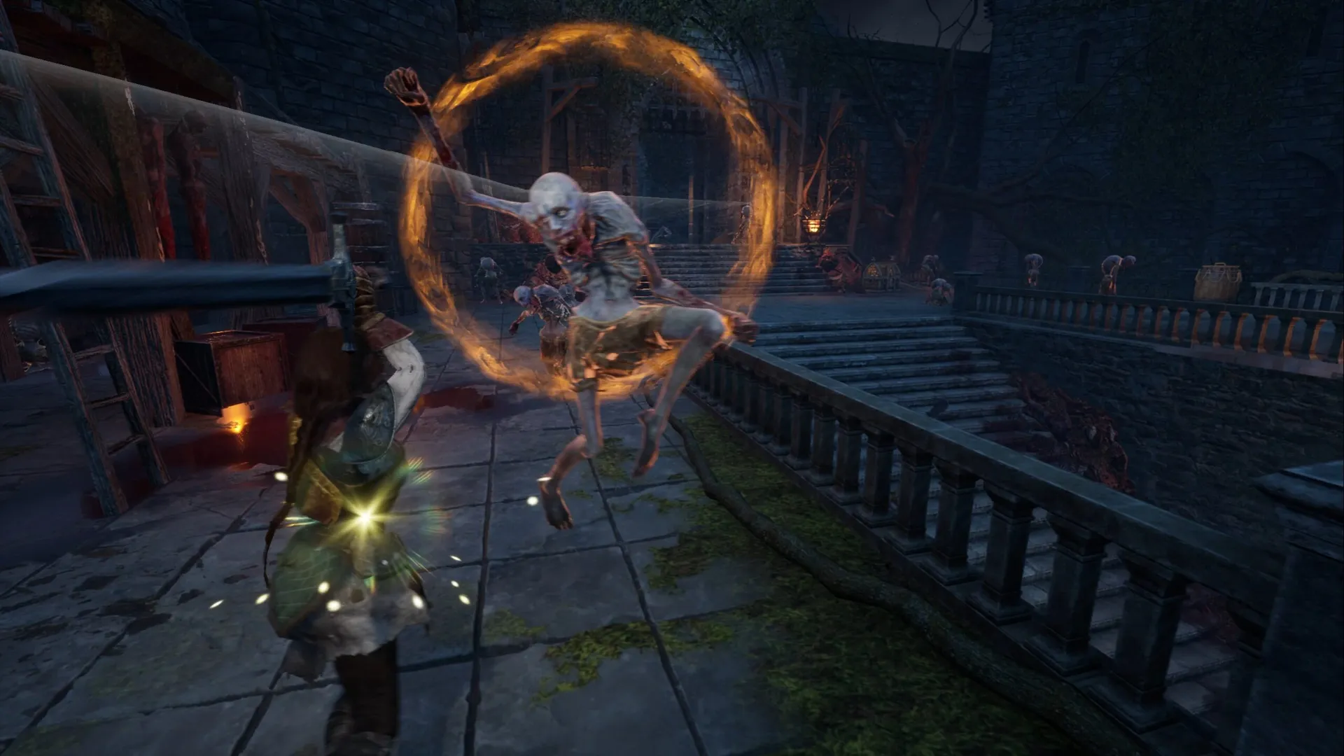 Captura Hordes Of Hunger Mago Invocando Circulo De Fuego Frente A Enemigo Encapuchado