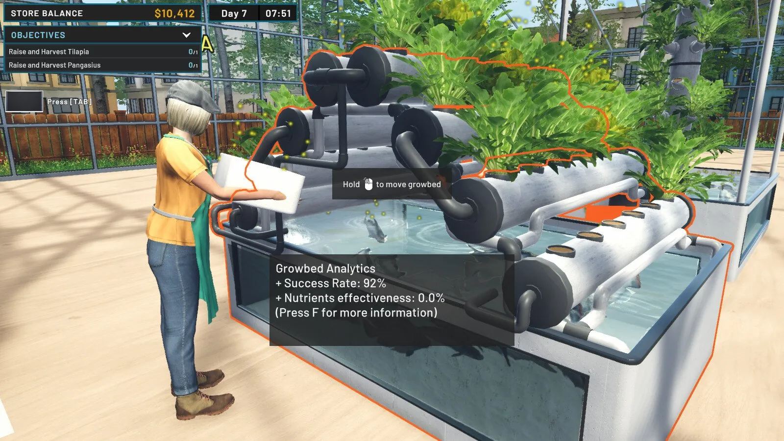 Captura Hydroponics Farm Store Simulator – Hombre Manipulando Sistema De Riego Automatizado