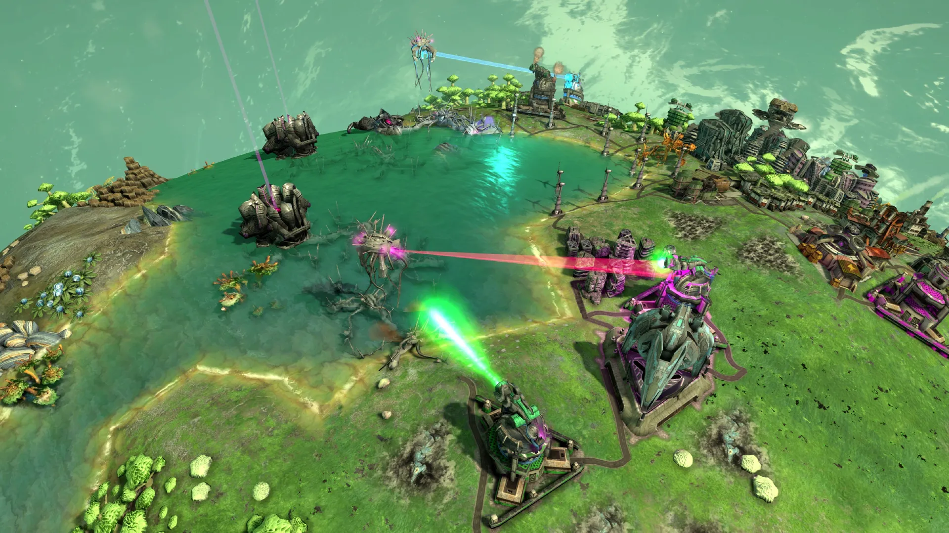 Captura Imagine Earth – Ataque Con Rayos Verdes Sobre Zona Boscosa En Mapa Global