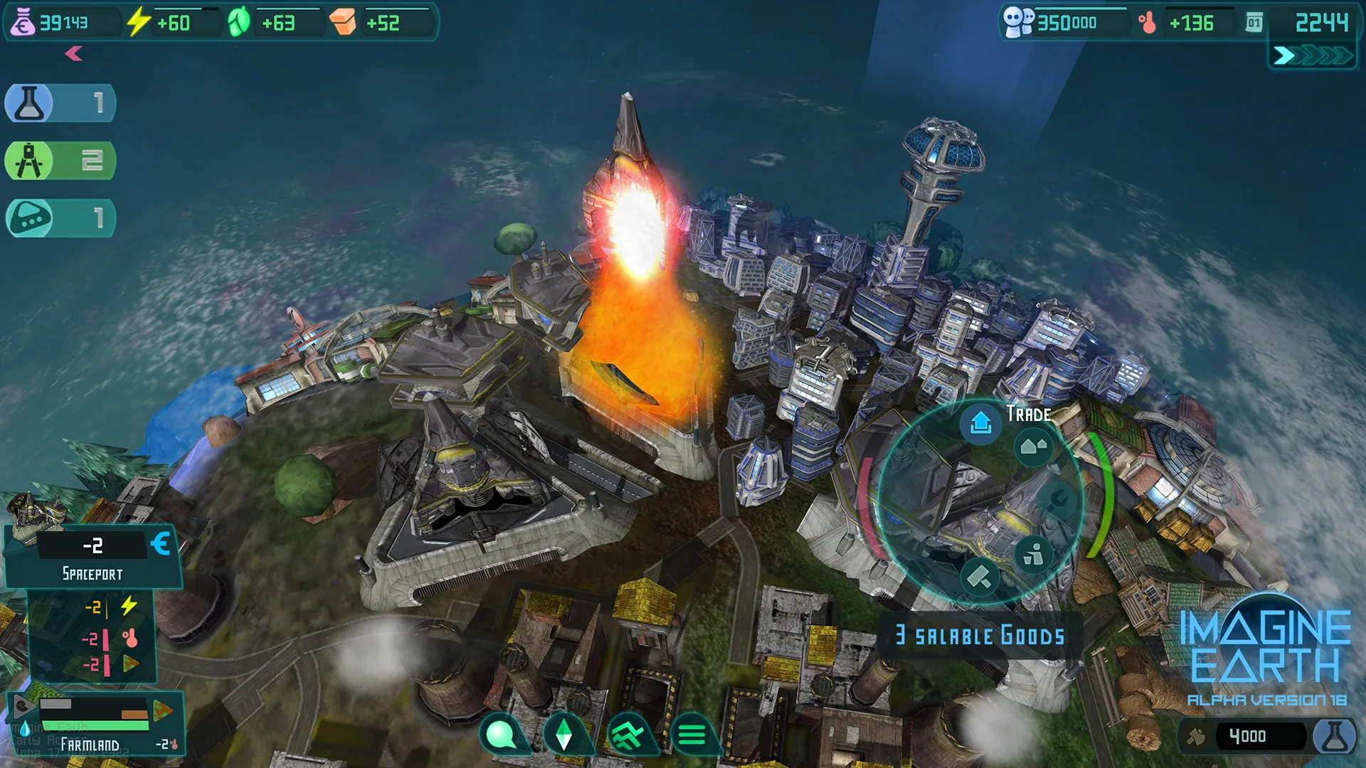 Captura Imagine Earth – Despegue De Cohete En Colonia Espacial Desde Vista Estrategica