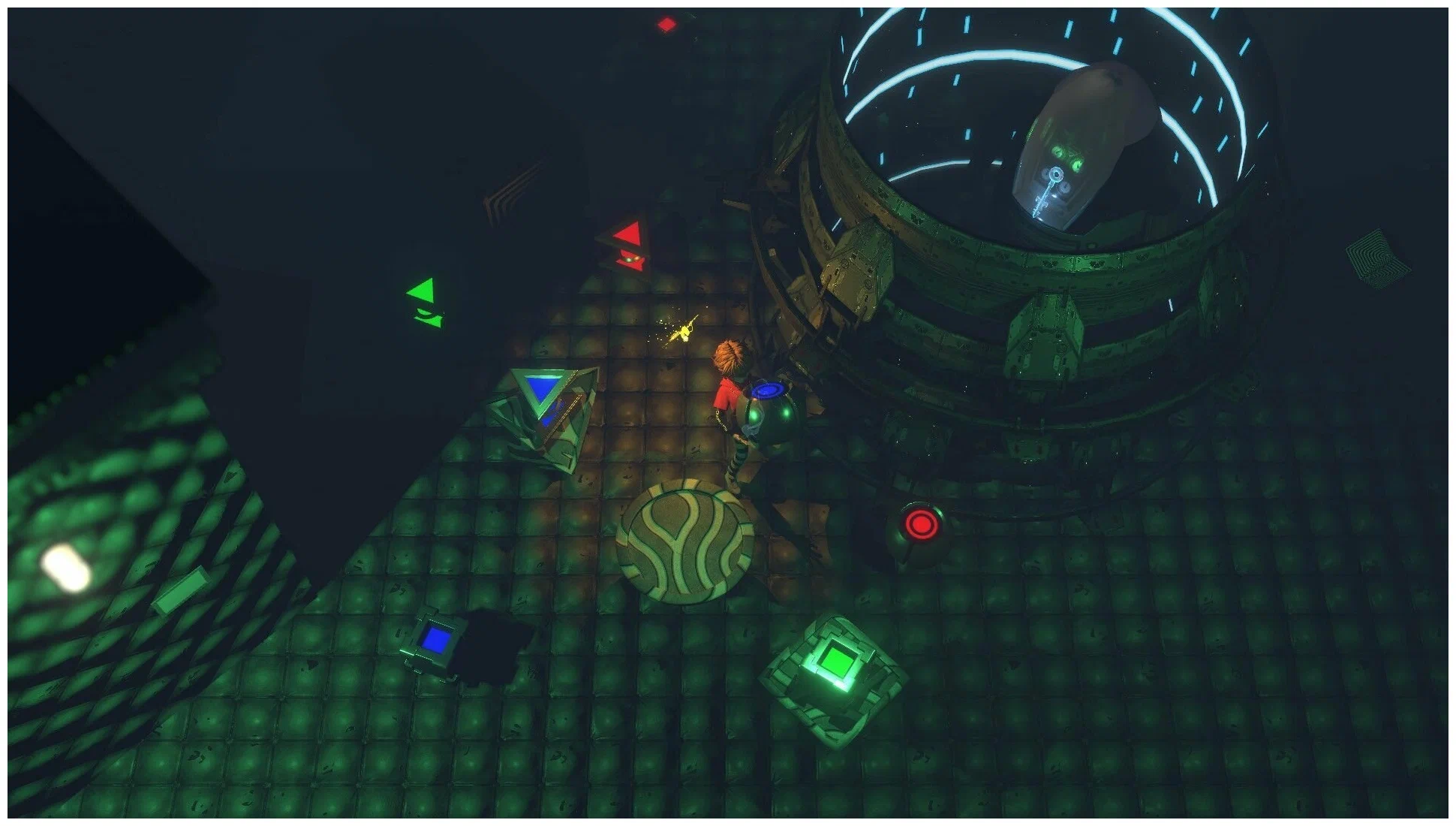 Captura In Nightmare – Laberinto Con Fichas Luminosas Y Trampas Sobre Suelo Cuadriculado