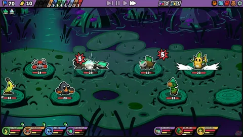 Captura Kadomon Hyper Auto Battlers – Seis Criaturas Estan Listas Para El Combate Sobre Un Pantano Digital