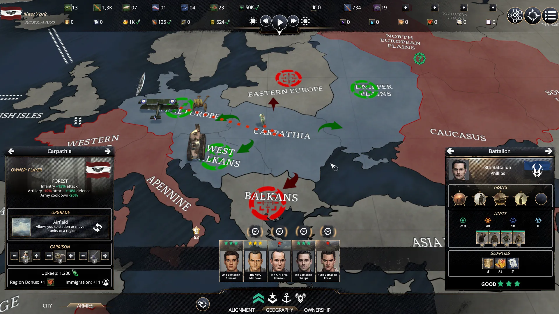 Captura Kaiserpunk – Mapa Estrategico De Europa Con Unidades Militares Recursos Y Regiones Controladas