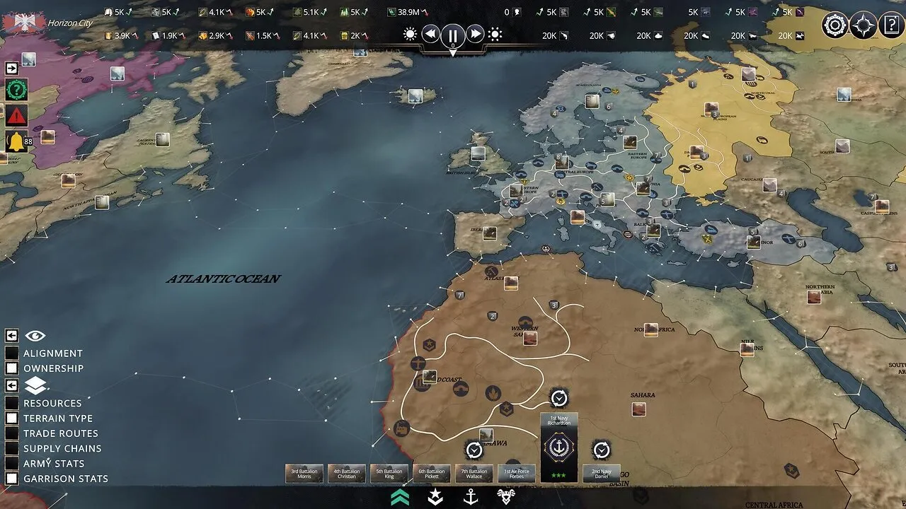 Captura Kaiserpunk – Mapa Global Mostrando Rutas Comerciales Recursos Y Dominios En Conflicto