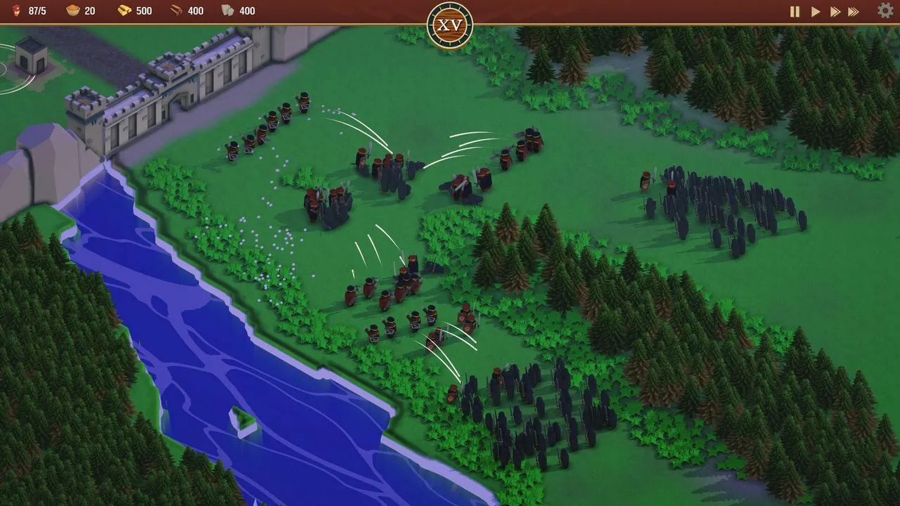 Captura Kingdoms Deck – Batalla Campal Entre Tropas Medievales En Un Claro Cercano Al Bosque