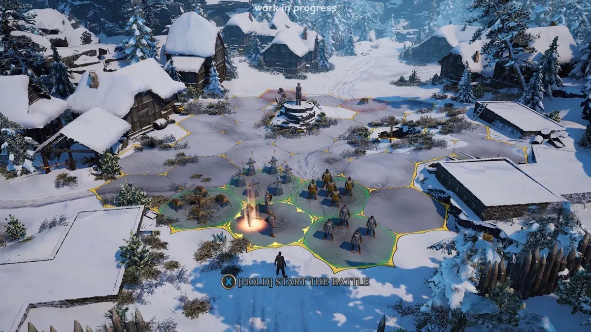 Captura Kings Bounty II Poblado Cubierto De Nieve En Medio Del Combate Por Turnos