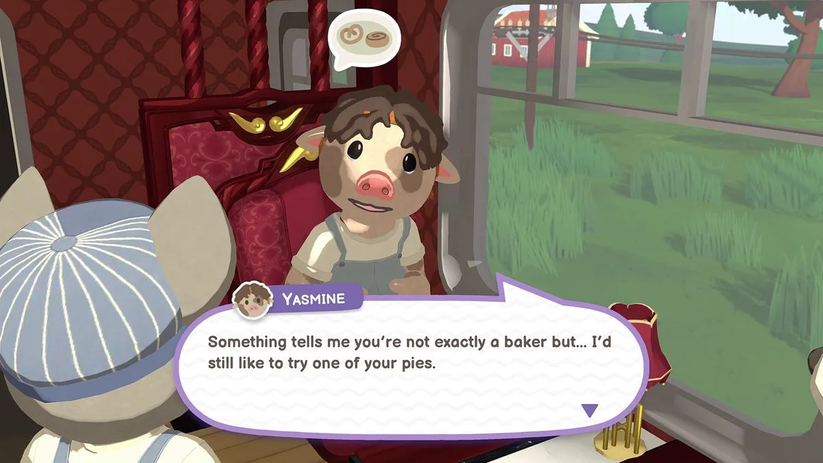 Captura Locomoto Escena Con Dialogo Entre Personaje Animal Y Jugador Frente A Vegetacion