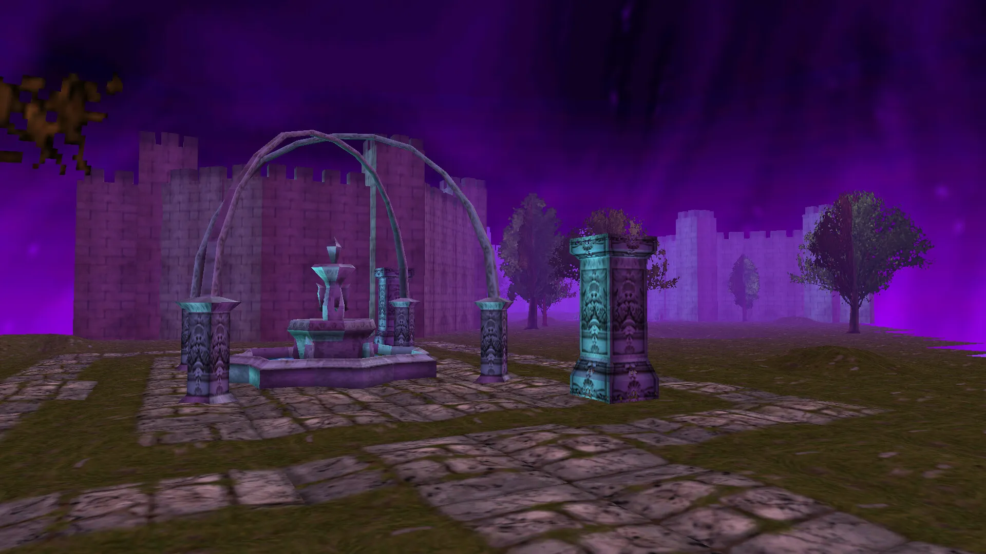 Captura Lunacid Escenario Purpura Con Estructuras Antiguas Y Cielo Nublado