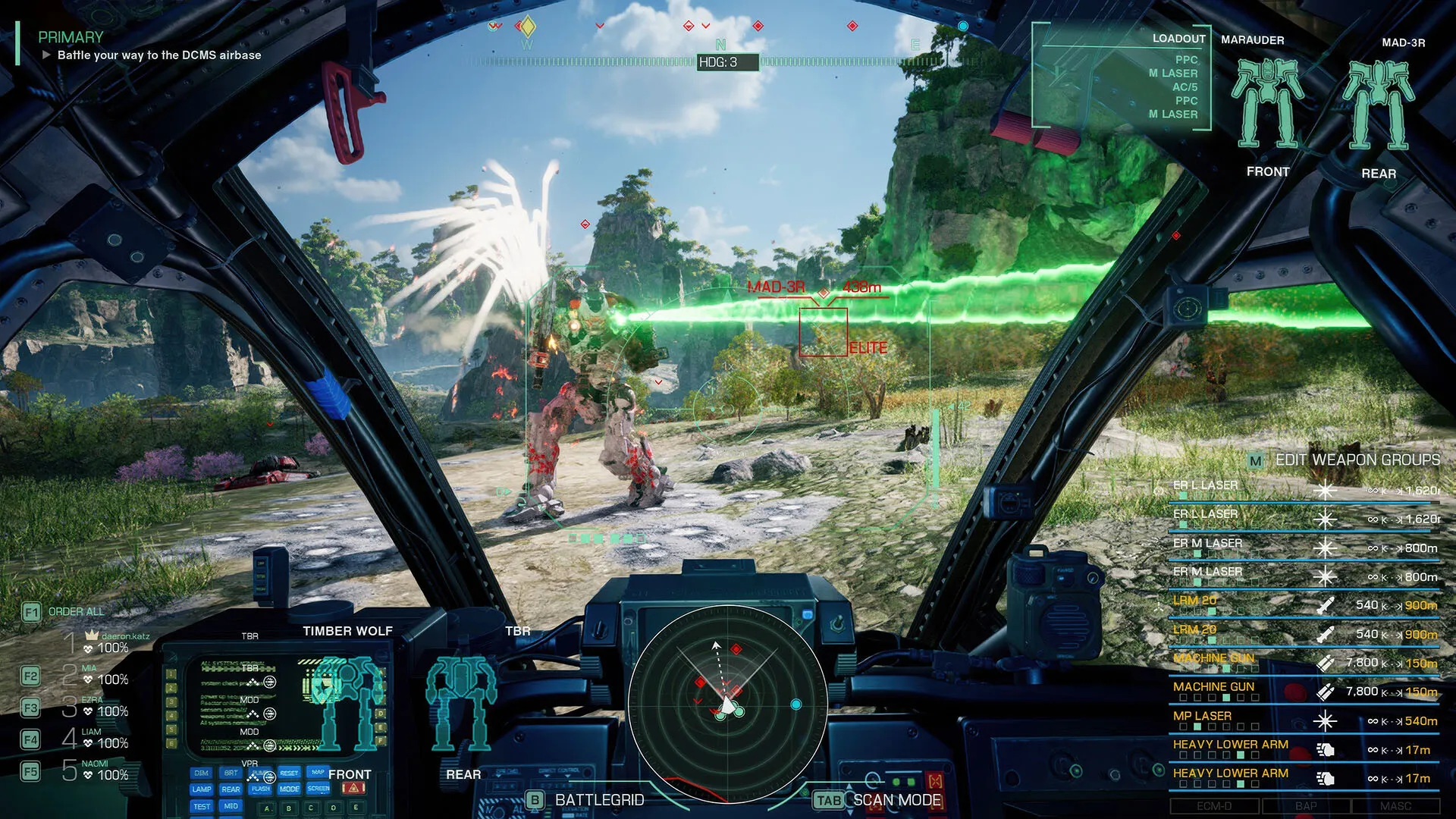 Captura MechWarrior 5 Clans – Combate Desde La Cabina Del Timber Wolf Disparando Laseres A Un Enemigo Identificado Como Elite