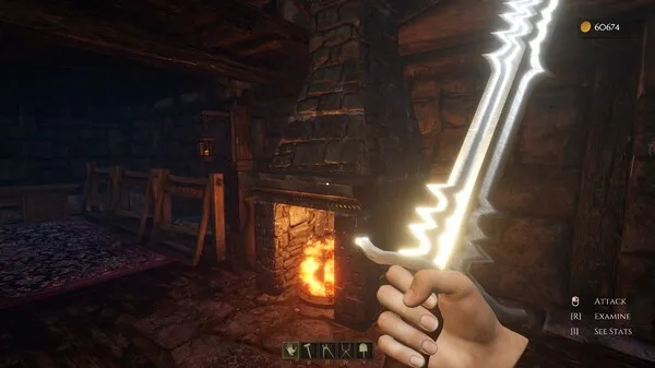 Captura Medieval Blacksmith – Espada Brillante Sostenida Frente A Una Forja Encendida Dentro De Una Casa